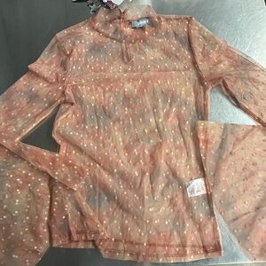 Elegant Sheer Polka Dot Blouse in Peach